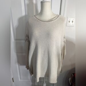 Cabi women's Ecru slip stitch oversized loose fit sweater size S